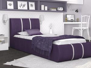 Miniaturka 12 - Łóżko tapicerowane fiolet-biel aranżacja widok z boku 90x200 EMILY