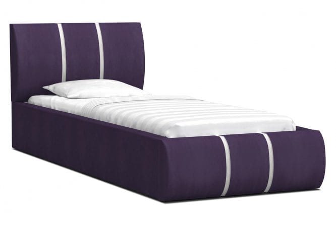 Łóżko tapicerowane fiolet-biel 90x200 EMILY