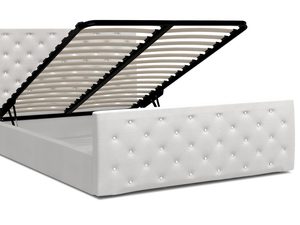 Miniaturka 2 - Łóżko podwójne szare z kryształkami podnoszony stelaż ZOE