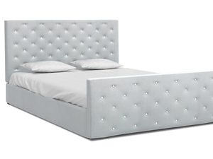 Miniaturka 1 - Łóżko podwójne szare z kryształkami ZOE