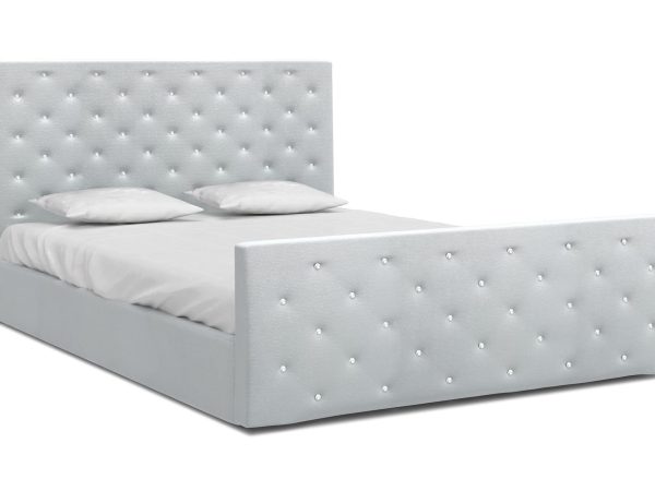 Łóżko podwójne szare z kryształkami ZOE