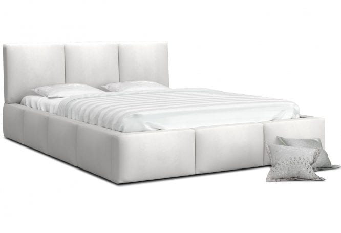 Łóżko tapicerowane biel 140x200 TORRES