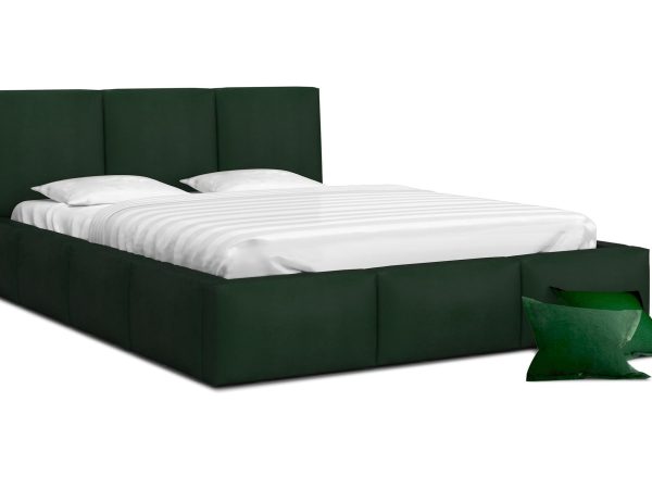 Łóżko tapicerowane butelkowa zieleń 140x200 TORRES