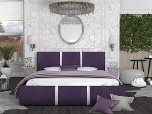 Miniaturka 10 - Łóżko do sypialni fioletowo-biały aranżacja front EMILY