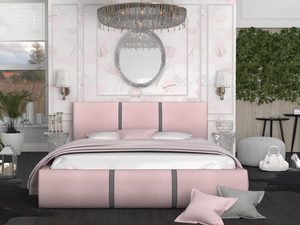 Miniaturka 18 - Łóżko do sypialni pudrowy róż-szary aranżacja front EMILY