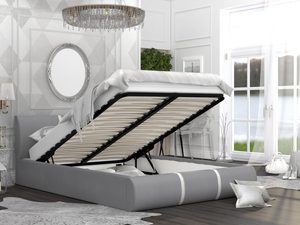Miniaturka 19 - Łóżko do sypialni szaro-białe podnoszony stelaż EMILY