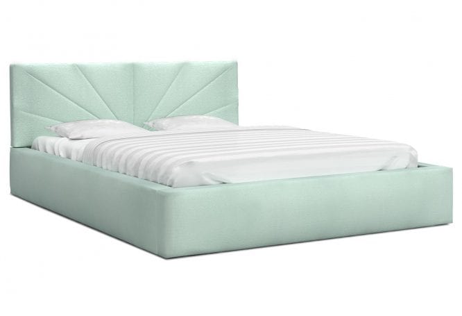 Dwuosobowe łóżko miętowe białe tło EVELYN