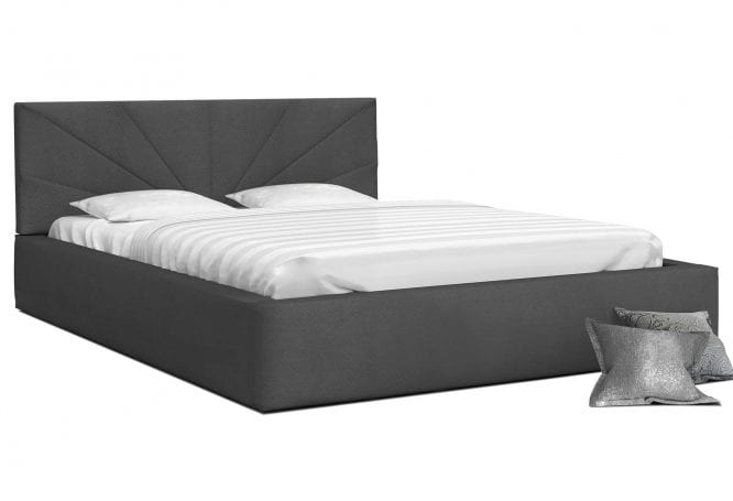 Dwuosobowe łóżko szare białe tło EVELYN