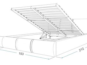 Miniaturka 22 - Rysunek techniczny łóżka 140 z drewnianym stelażem i pojemnikiem