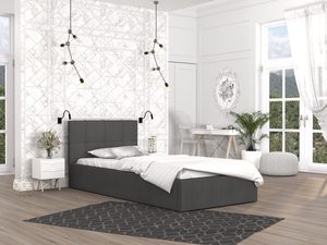 Miniaturka 3 - Pojedyncze łóżko grafitowe aranżacja widok z boku 120x200 RUBY