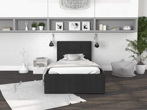 Miniaturka 1 - Łóżko jednoosobowe czarne aranżacje 90x200 RUBY