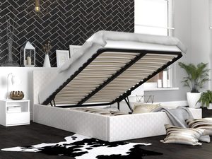 Miniaturka 12 - Dwuosobowe łóżko białe podniesiony stelaż 140x200 RUBY