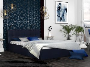 Miniaturka 10 - Dwuosobowe łóżko granatowe aranżacja 140x200 RUBY