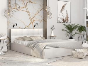 Miniaturka 2 - Dwuosobowe łóżko kremowe aranżacja 140x200 RUBY