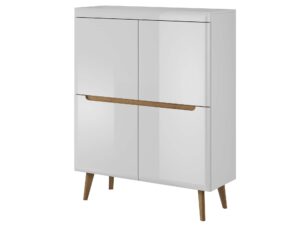 Miniaturka 5 - Biała minimalistyczna komoda z dodatkami drewna