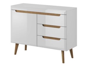 Miniaturka 3 - Biała komoda z drewnianymi nóżkami