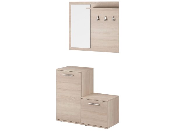 Niewielka garderoba dąb sonoma białe tło PARIS