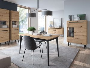 Miniaturka 3 - Zestaw mebli drewnianych na czarnych nóżkach aranżacja BASTIEN