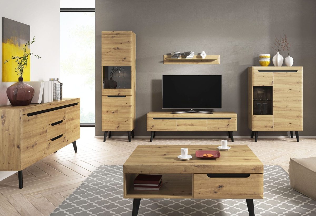 Skandynawskie meble do salonu aranżacja BASTIEN