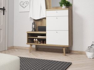 Miniaturka 2 - Funkcjonalna garderoba drewniano-biała aranżacja ITALIA