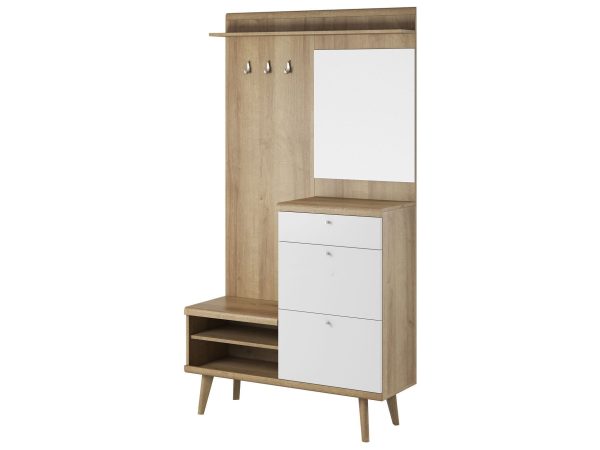 Funkcjonalna garderoba drewniano-biała białe tło ITALIA