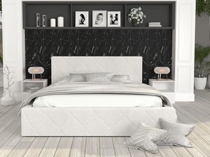 Miniaturka 7 - Łóżko białe z wzorem romby w luksusowej aranżacji sypialni