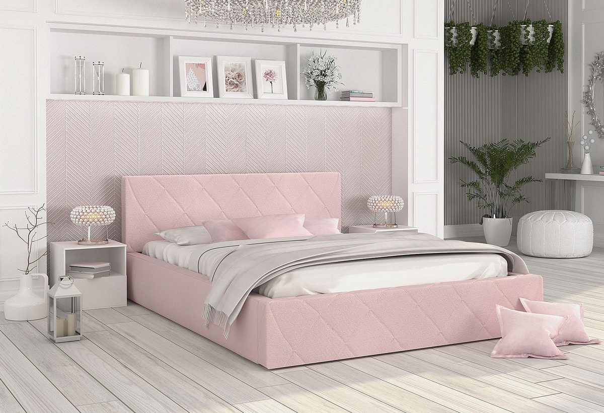 lozko-caro_pastelowy-roz_widok-z-boku Łóżko sypialniane z pojemnikiem 180×200 CARO