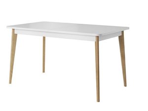 Miniaturka 3 - Solidny rozkładany stół biały blat drewniane nóżki BASTIEN