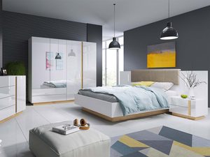 Miniaturka 2 - Drewniana sypialnia z łóżkiem i szafą z lustrem – styl nowoczesny