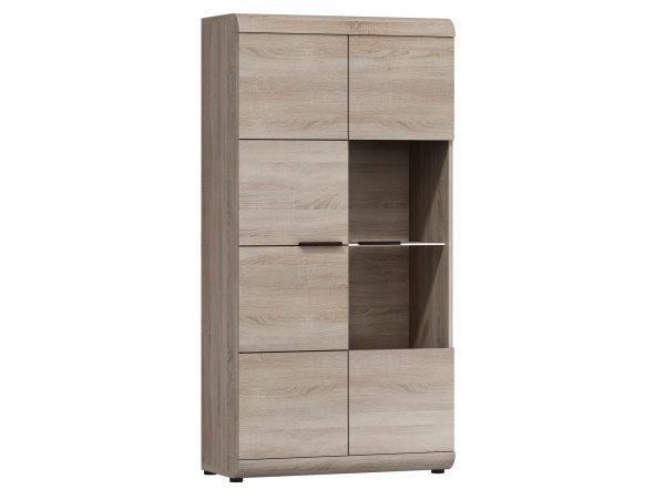 Niska witryna dąb sonoma białe tło DOMINGO