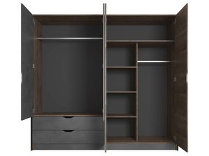 Miniaturka 6 - Wnętrze szafy z półkami, drążkiem i szufladami – garderoba w stylu loft