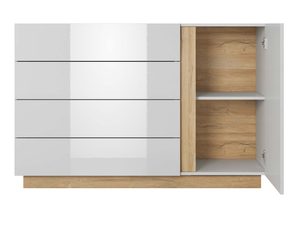 Miniaturka 6 - Komoda z szufladami i otwartą półką – białe fronty i drewno