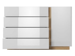 Miniaturka 7 - Komoda z trzema szufladami i dekorem drewna – nowoczesna sypialnia