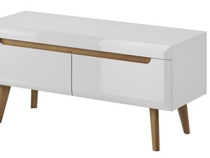 Miniaturka 3 - Mała szafka RTV biała drewniane nóżki BASTIEN