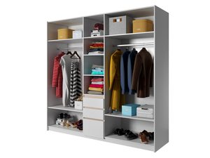 Miniaturka 8 - Szafa z półkami i szufladami w kolorze białym – funkcjonalna zabudowa