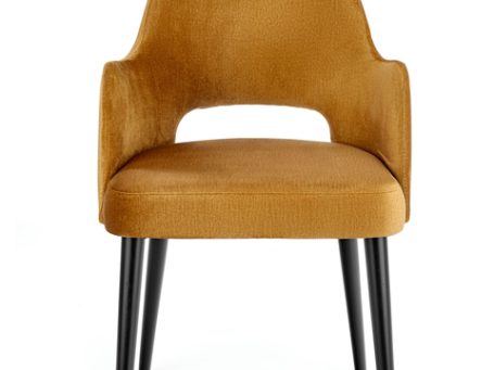 Tapicerowane profilowane krzesło żółte front MONACO 4