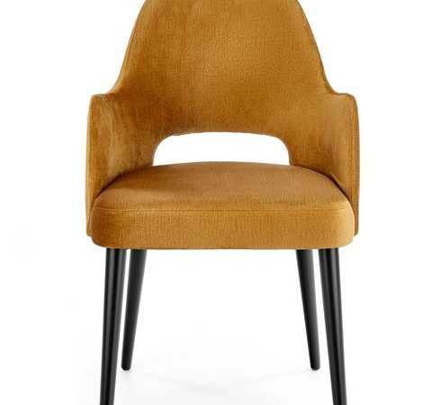 Tapicerowane profilowane krzesło żółte front MONACO 4