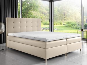 Miniaturka 1 - Łóżko z Zagłówkiem Pikowanym kremowe aranżacja ENDO