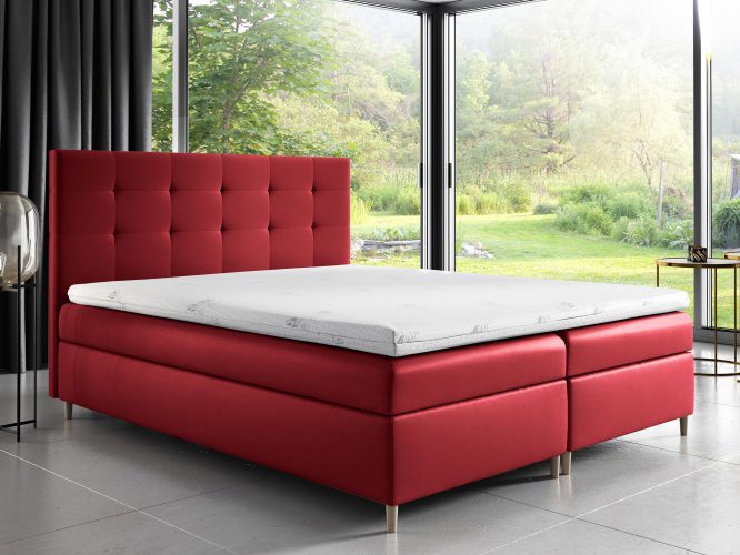 Łóżko z Zagłówkiem Pikowanym czerwone aranżacja ENDO