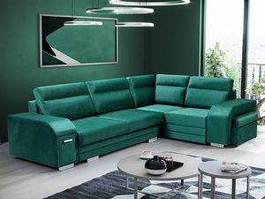 Miniaturka 27 - Turkusowy Narożnik z Pufą i Schowkiem FELICIA