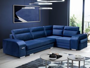 Miniaturka 6 - Turkusowy Narożnik z Pufą i Schowkiem FELICIA