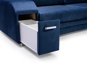 Miniaturka 4 - Turkusowy Narożnik z Pufą i Schowkiem FELICIA