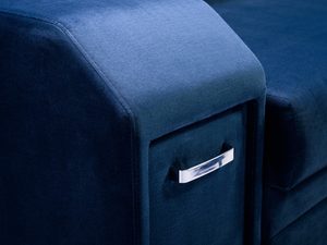Miniaturka 5 - Narożnik z Pufą i Schowkiem granatowy zbliżenie FELICIA