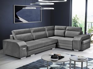 Miniaturka 26 - Narożnik z Pufą i Schowkiem grafitowy aranżacja FELICIA