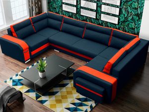 Miniaturka 5 - Narożnik Podkowa czarno-pomarańczowy aranżacja AVA U