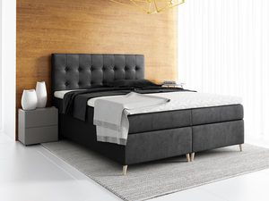 Miniaturka 1 - Łóżko kontynentalne na nóżkach czarne aranżacja SOLO