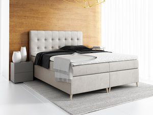 Miniaturka 2 - Łóżko kontynentalne na nóżkach białe aranżacja SOLO