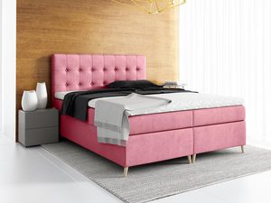 Miniaturka 4 - Łóżko kontynentalne na nóżkach różowe aranżacja SOLO