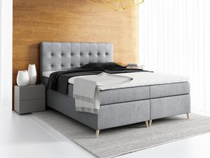 Miniaturka 5 - Łóżko kontynentalne na nóżkach szare aranżacja SOLO