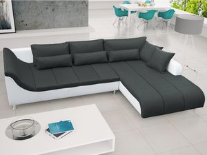 Miniaturka 6 - Duży Narożnik z Poduszkami czarny-biały aranżacja NOEL